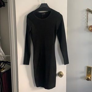 Ribbed black midi dress